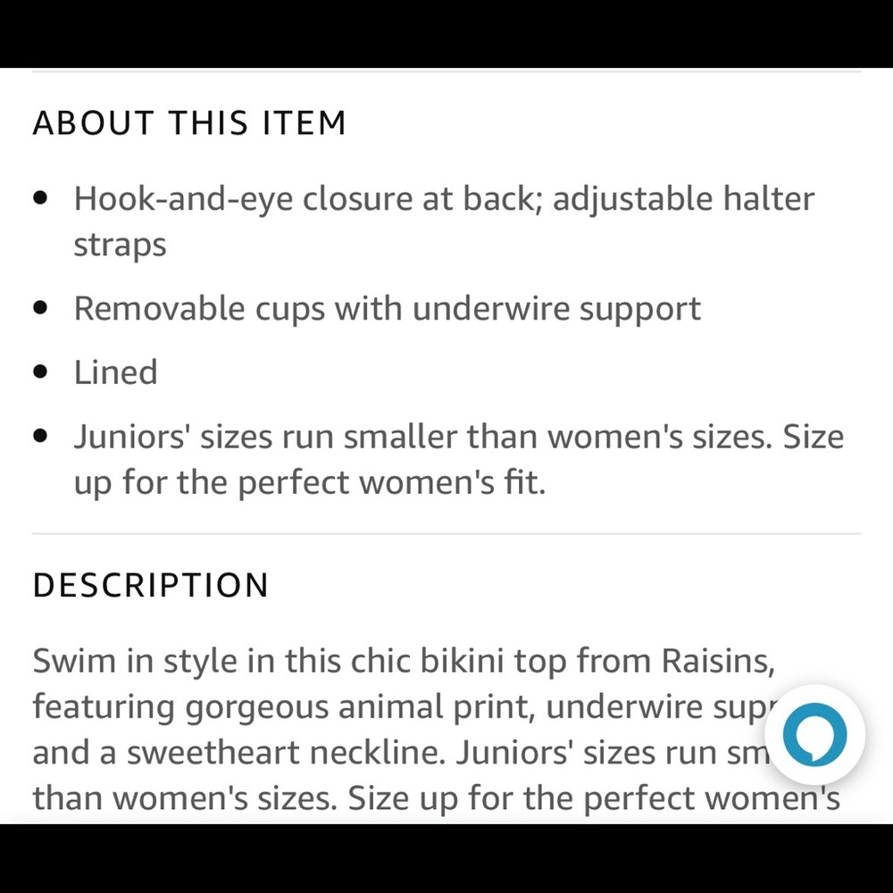 Raisins Juniors Leopard Bikini Swim Top Printed Splash Halter blue pink sz Small - Picture 15 of 16